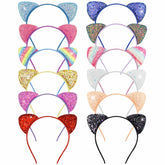 Yuntop glitter cat ears headband with multicolor sequins for festive looks.
