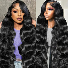YUNXING 30 inch body wave lace front wig with natural parting for everyday wear.