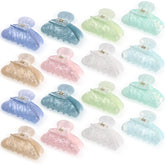 Yuxung 16-piece aqua green acrylic hair claw clip securely gripping hair for quick updos