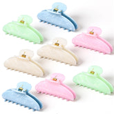 Yuxung 8pcs pink marble acrylic hair clip provides secure hold for thick hair.