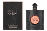 Yves Saint Laurent Black Opium bottle shown from the front, a premium evening fragrance.