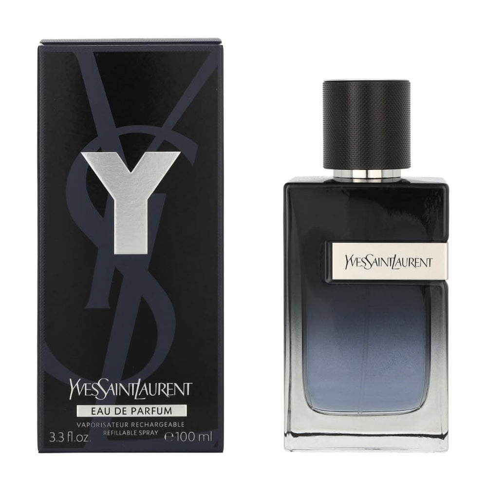 Yves Saint Laurent Y EDP bottle with sleek masculine silhouette.