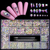 Yzzseven 12 types of 600 Crystal AB diamonds for versatile nail art and crafts.