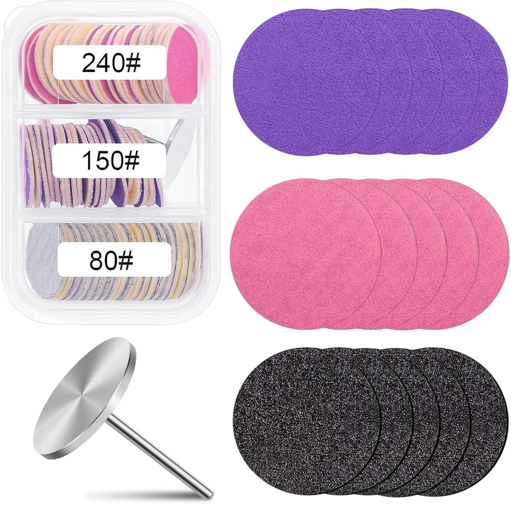 ZABOUL 80pcs sanding discs set for 25mm nail drill bit for smooth pedicure prep.