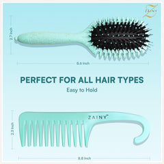 ZAINY wide-tooth comb distributes conditioner evenly for clump-free curls.