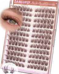 Zanlufly brown lash clusters left eye for natural, comfortable fit.