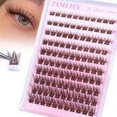 ZANLUFLY brown self-adhesive lashes 8mm for natural daytime enhancement.