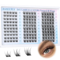 Zanlufly lash clusters natural C-curly 10-14mm for a subtle fluttery enhancement.
