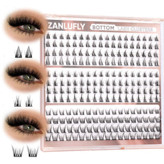 ZANLUFLY natural lower lashes in three styles for 5–8mm lengths, lightweight fit