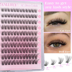 Zanlufly pre-glued lash clusters ready for quick DIY application.