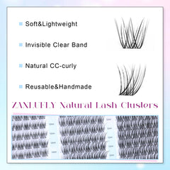 Zanlufly soft cotton-band lash clusters for comfortable all-day wear.
