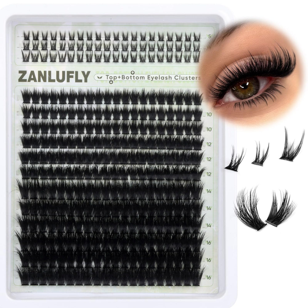 ZANLUFLY Volume Lash Clusters with bottom lashes for dramatic balance.