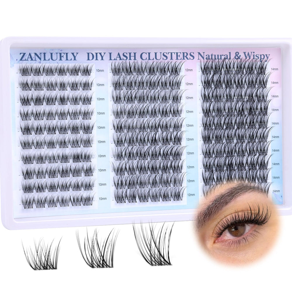 Zanlufly wispy cluster lashes 10mm natural everyday look.