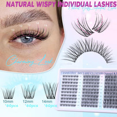 Zanlufly wispy cluster lashes 12mm fuller daytime appearance.