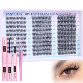 Zanlufly wispy lash clusters kit tray showing natural, customizable look at home.