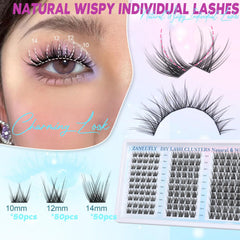 Zanlufly wispy lash extensions 150pcs for easy at-home glam.