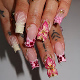 ZASKHLD floral press-on nails with pearl rhinestones for quick at-home glamour