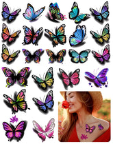 ZAUGONTW tatuajes temporales 3D mariposas, colores vibrantes para brazos.