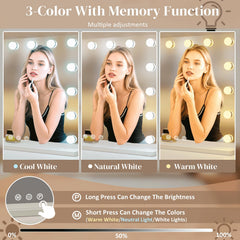Zazafi vanity mirror includes detachable 10X magnifier for precise detail work.