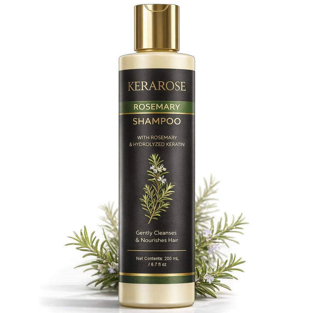 Zdiwond Kerarose Rosemary Shampoo bottle demonstrating gentle cleansing for a balanced scalp
