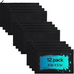 ZeeDix canvas zipper pouch 12-pack, compact makeup and travel organizers.