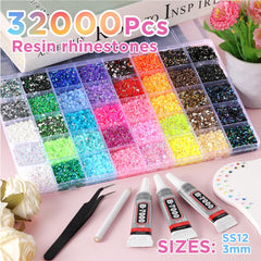 Zefy 40 colors resin rhinestones 3mm in vibrant shades.