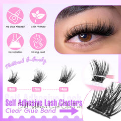 Zegaine natural wispy lash clusters with clear band blend seamlessly.