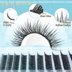 Zegaine reusable self-adhesive lash clusters offer quick application without glue.