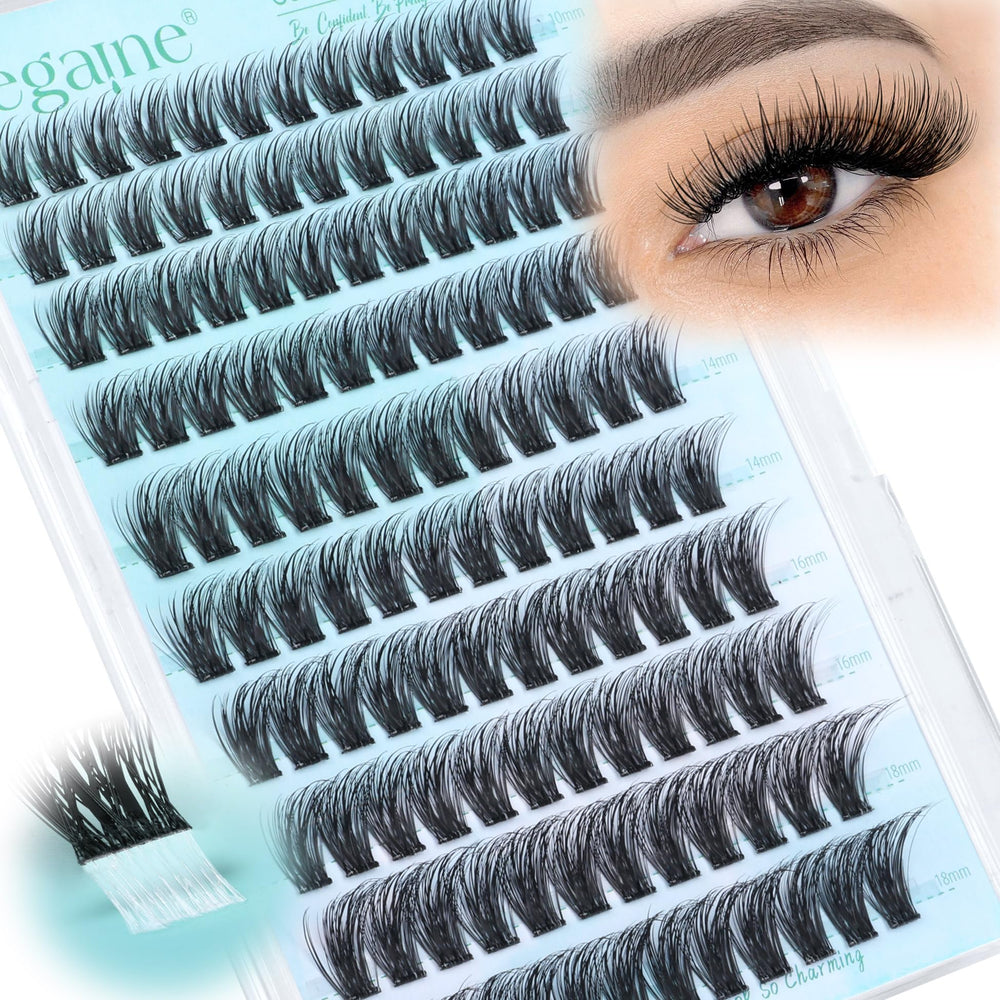 Zegaine wispy self-adhesive lash clusters with spikes create a natural flutter.