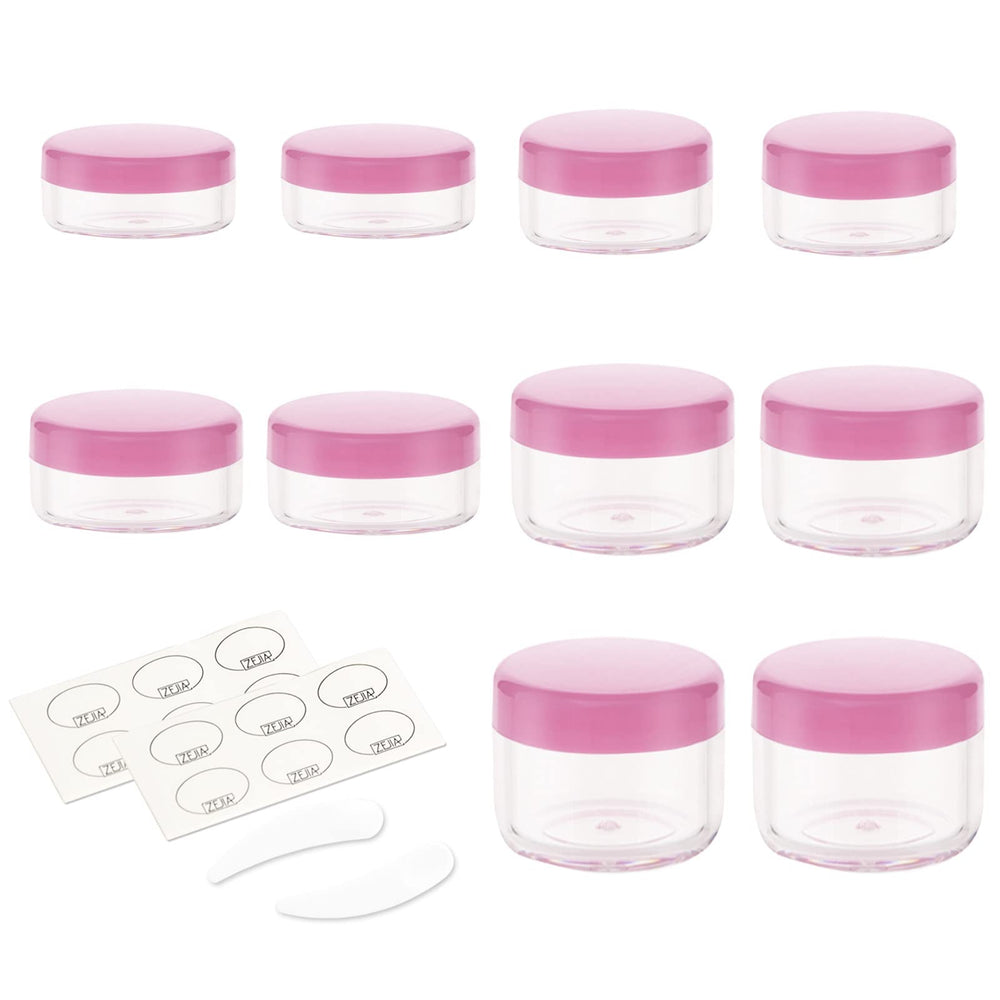 ZEJIA pink 3g sample container with screw lid for on-the-go cosmetics.