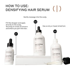 Zenagen Densifying Hair Serum application massaged into scalp