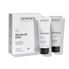 Zenagen Revolve travel shampoo bottle for fine hair, color-safe and plant-based