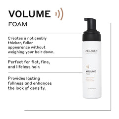 Zenagen Volume Foam bottle top view highlights premium packaging and easy grip.