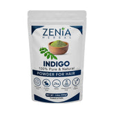 Zenia Indigo powder pack shot showing pure pigment for natural hair color