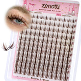 Zenotti brown lash clusters with invisible clear band for seamless manga eyelash look
