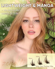 Zenotti brown lash clusters close-up showing feathered wispy texture.