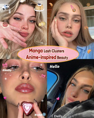 Zenotti Clear band lashes on eye for seamless manga volume and comfort.