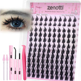 Zenotti Manga Lash Clusters closeup showing soft, anime-inspired flutter for DIY looks.