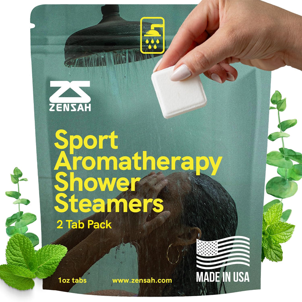 Zensah sport shower steamer with relaxing aromatherapy for post-workout recovery.