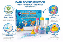 Patitos de juguete dentro de las bombas; sorpresa divertida para la hora del baño.