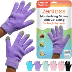 ZenToes Moisturizing Gloves overnight application showing gel lining for deep hydration