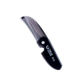 ZEUS folding mustache comb open view shows compact pocket design for on the go grooming.