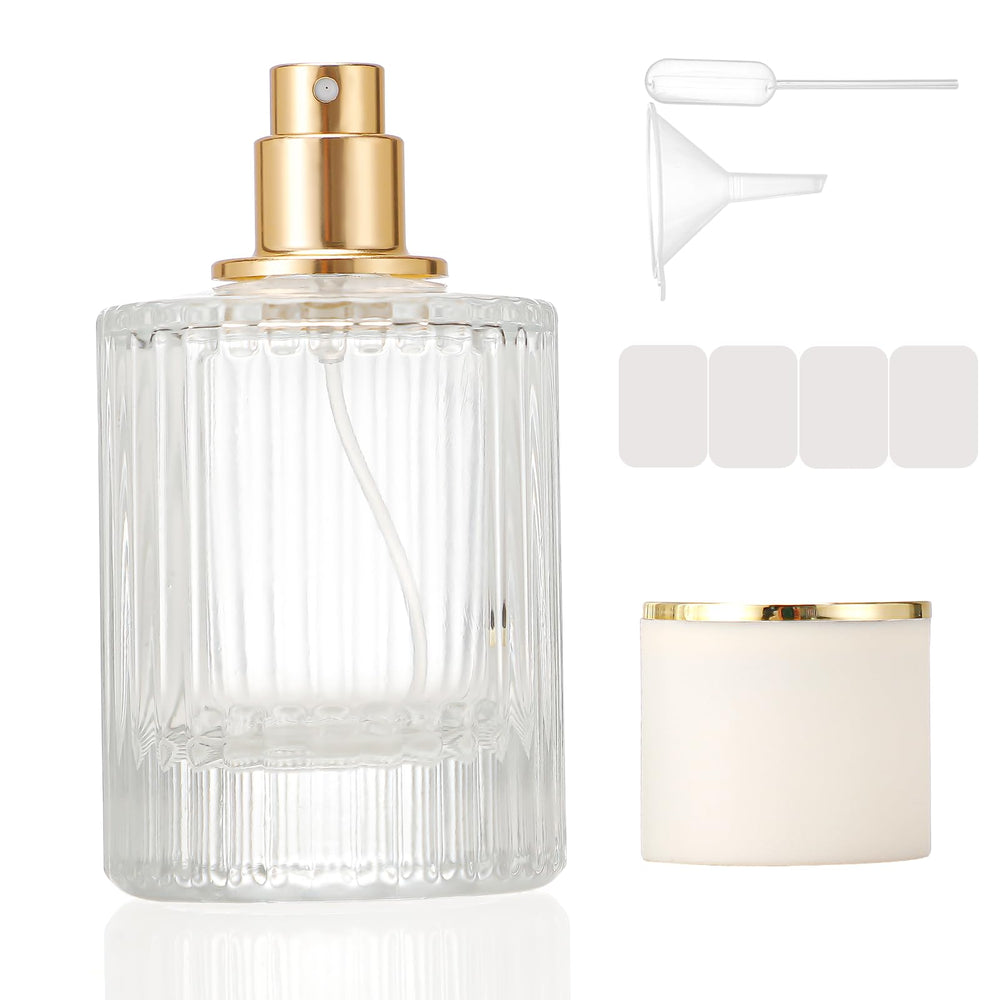 ZHENGYAOYANG 50ml ribbed glass bottle ready for fragrance refills and travel use