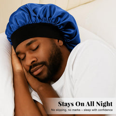 Milk silk elastic band close-up showing flexible, comfortable fit of the ZHENSILK bonnet.