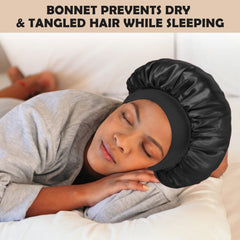 ZHENSILK satin bonnet with soft elastic band provides secure, non-slip fit