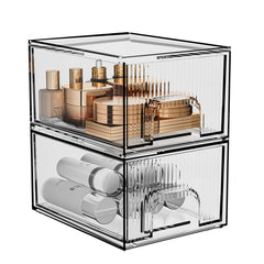 ZHIAI makeup organizer stackable dual drawers ideal for brushes and palettes.