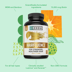 Nutrients supporting nails and skin alongside Hairfluence hair health.