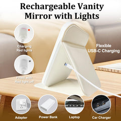 ZHUOTHAN LED makeup mirror with 72 LEDs for accurate color and detail.