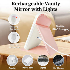 ZHUOTHAN LED makeup mirror shows three color temperatures for accurate shade matching.