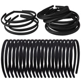 Zifengcer black satin covered headbands 20-pack for versatile DIY styling and gifting.